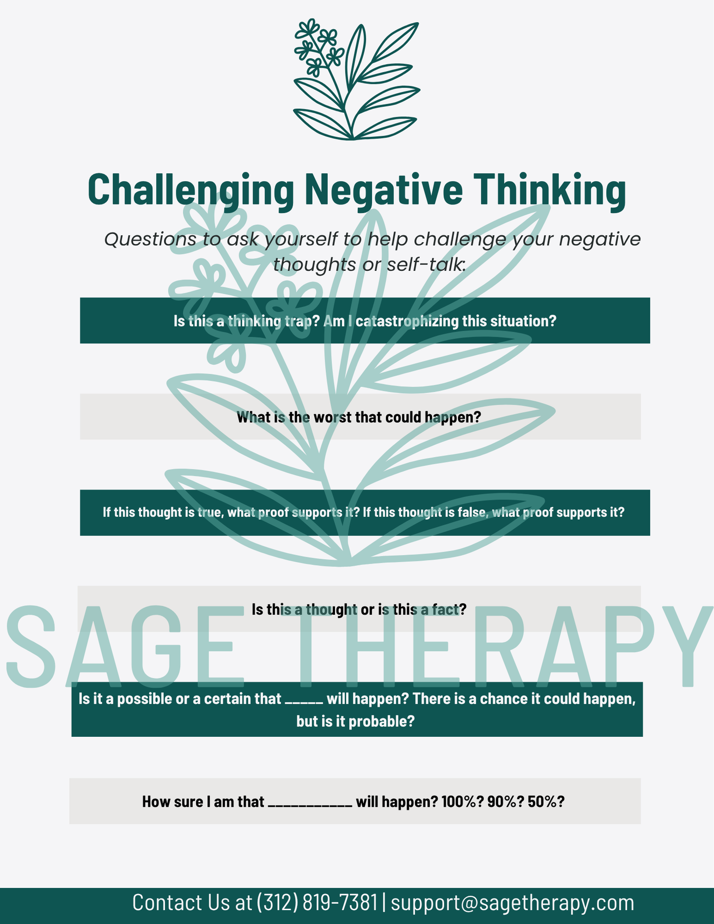 Challenging Negative Thinking (2 pages)