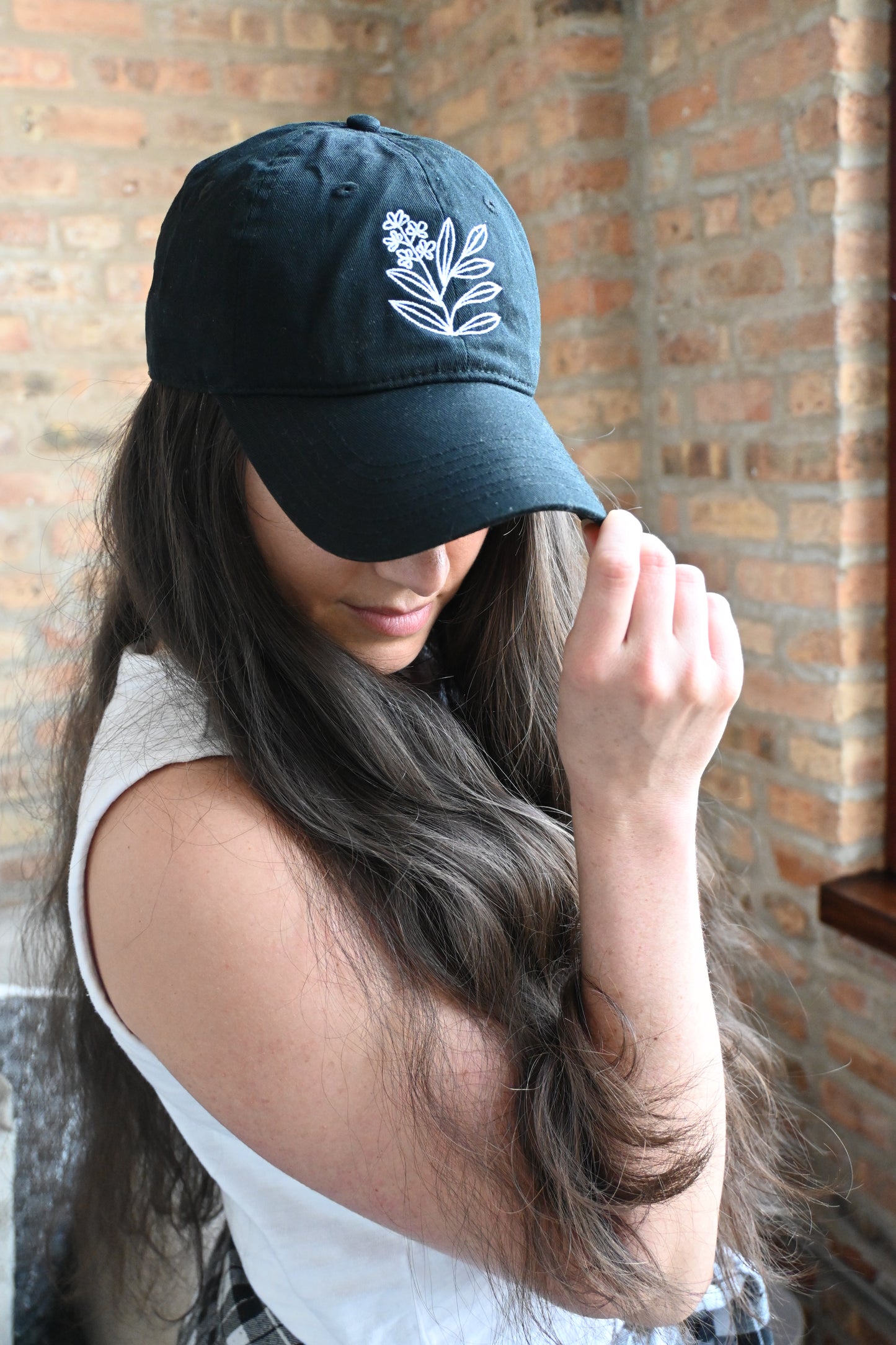 Organic Embroidered Sage Sprout Cap