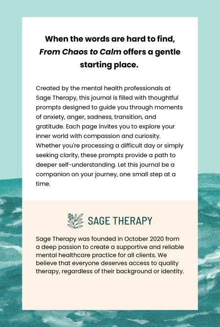 From Chaos To Calm - Prompted Reflection Journal by Sage Therapy